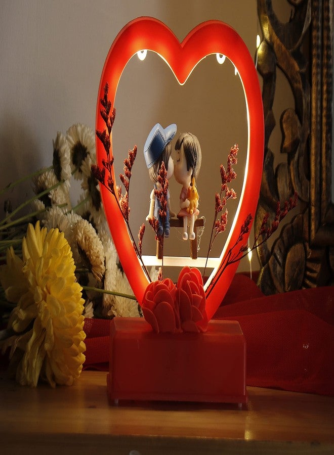 Chocozone Red Musical Couple Showpiece with Lights Valentine Gift for Girlfriend Wife Birthday Gifts for Girls Romantic Couple Gifts (Kiss Miniature) - Image 2